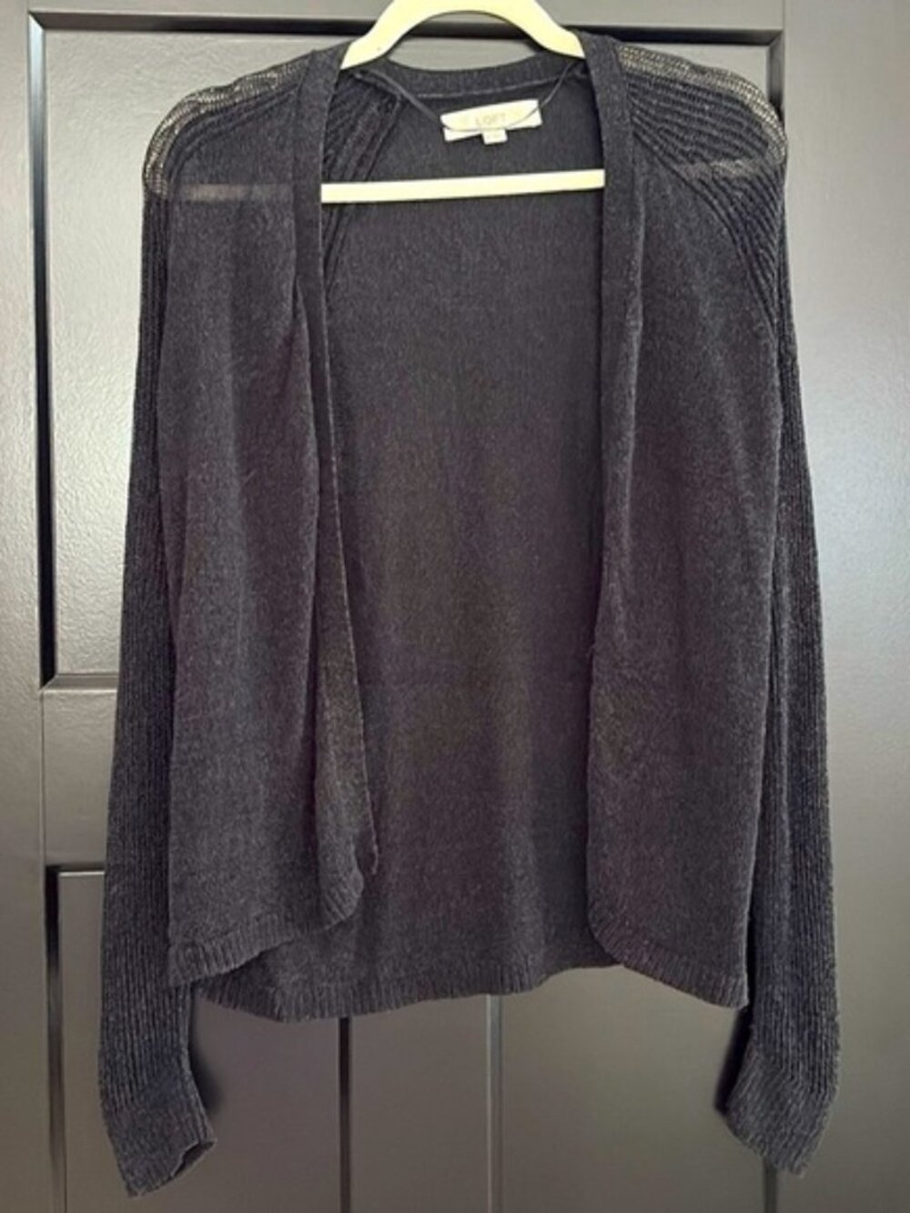 LOFT Black Open-Front Long sleeve Ribbed Cardigan Sweater. Size Small